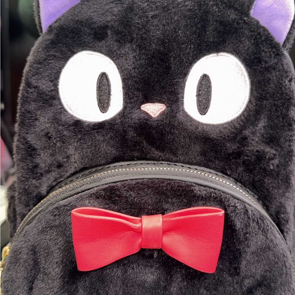 Loungefly Black Cat Backpack with Red Bow